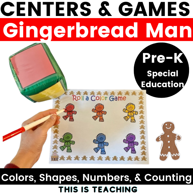 Gingerbread Man Preschool Circle Time Academic Activities, Centers, & Games