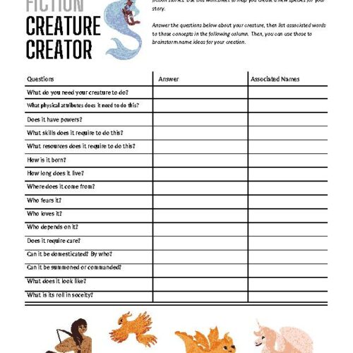 Creature Creation Activity: Fiction Writing Worksheet's featured image