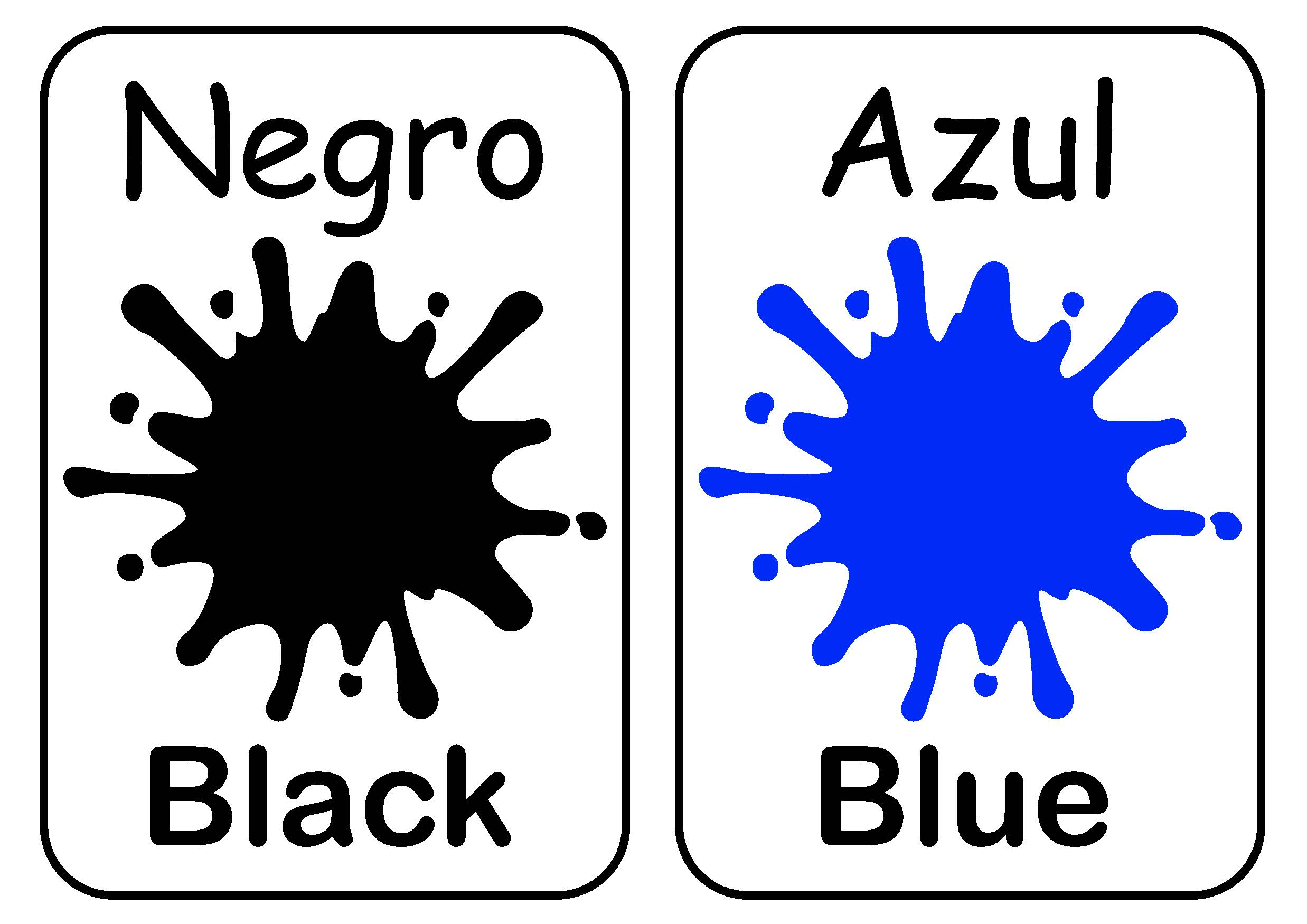 COLORS Spanish Flash Cards Vocabulary Study flashcards with English