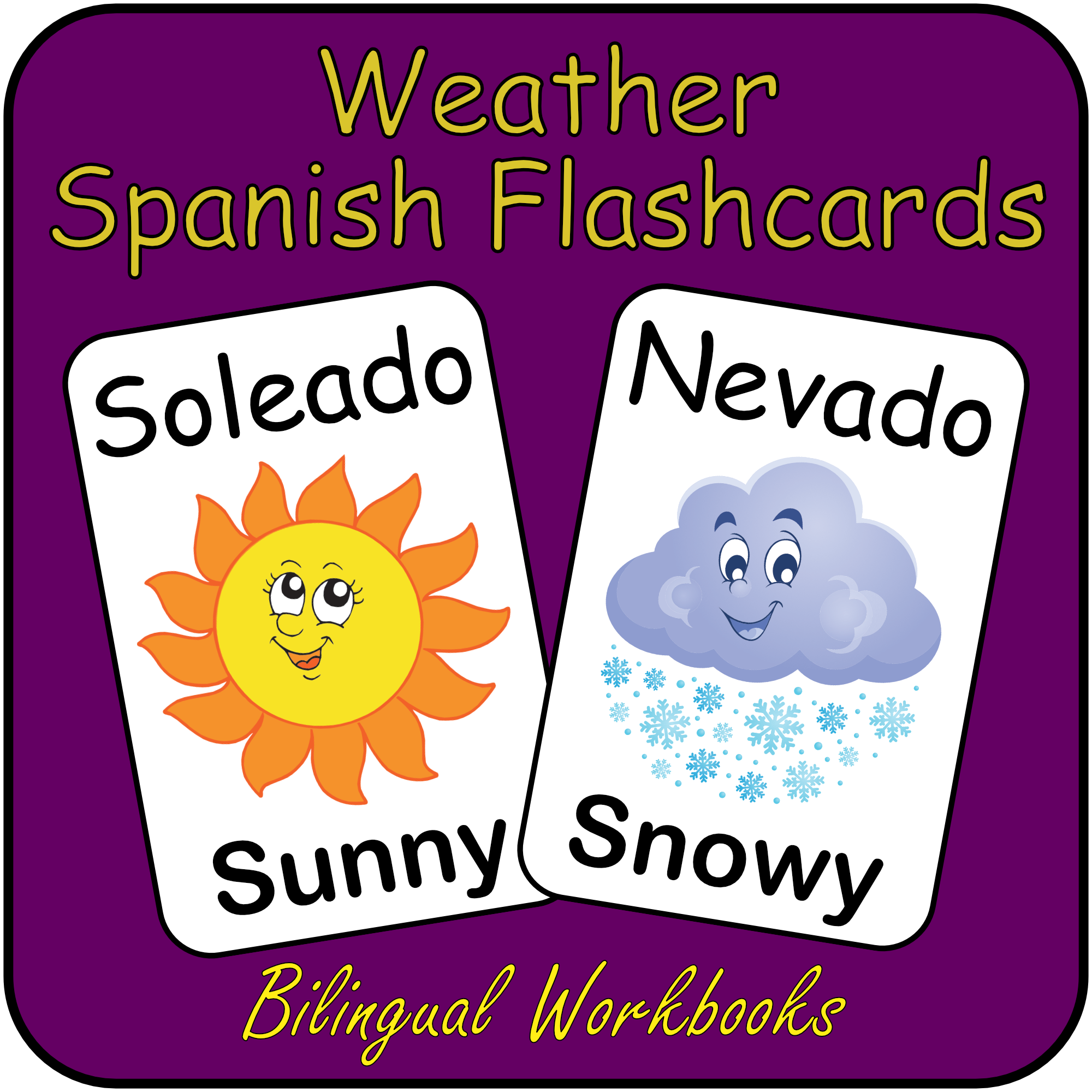 WEATHER - Spanish Flash Cards - Vocabulary Study flashcards with English and Spanish - Learn or Teach Spanish