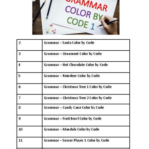 Holiday Grammar & More No Prep Color By Code Middle & High School ESL Sub Packet's featured image