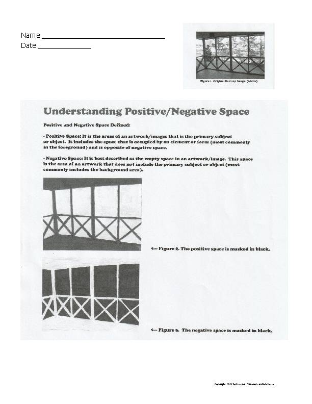 POSITIVE AND NEGATIVE SPACE positive space is best described as the areas  in a work of art that are the subjects, o…