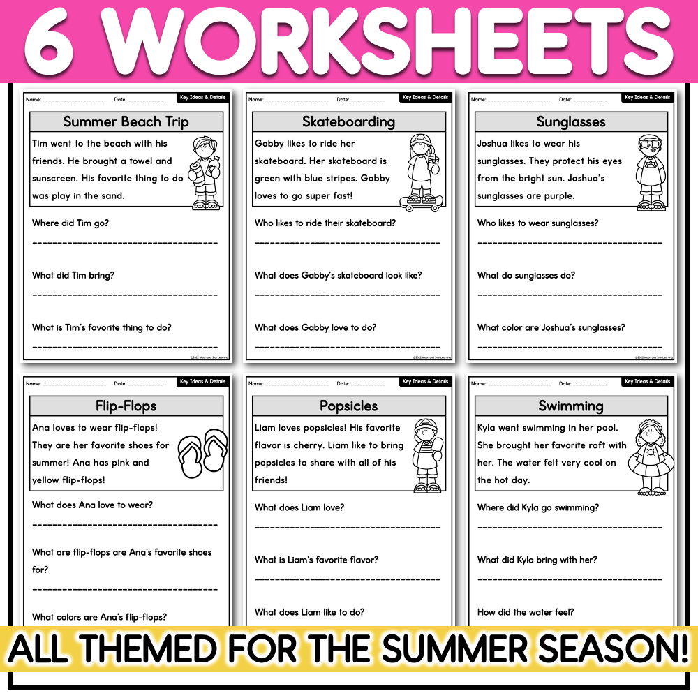 Summer Themed Reading Comprehension | Kindergarten & First Grade - Classful
