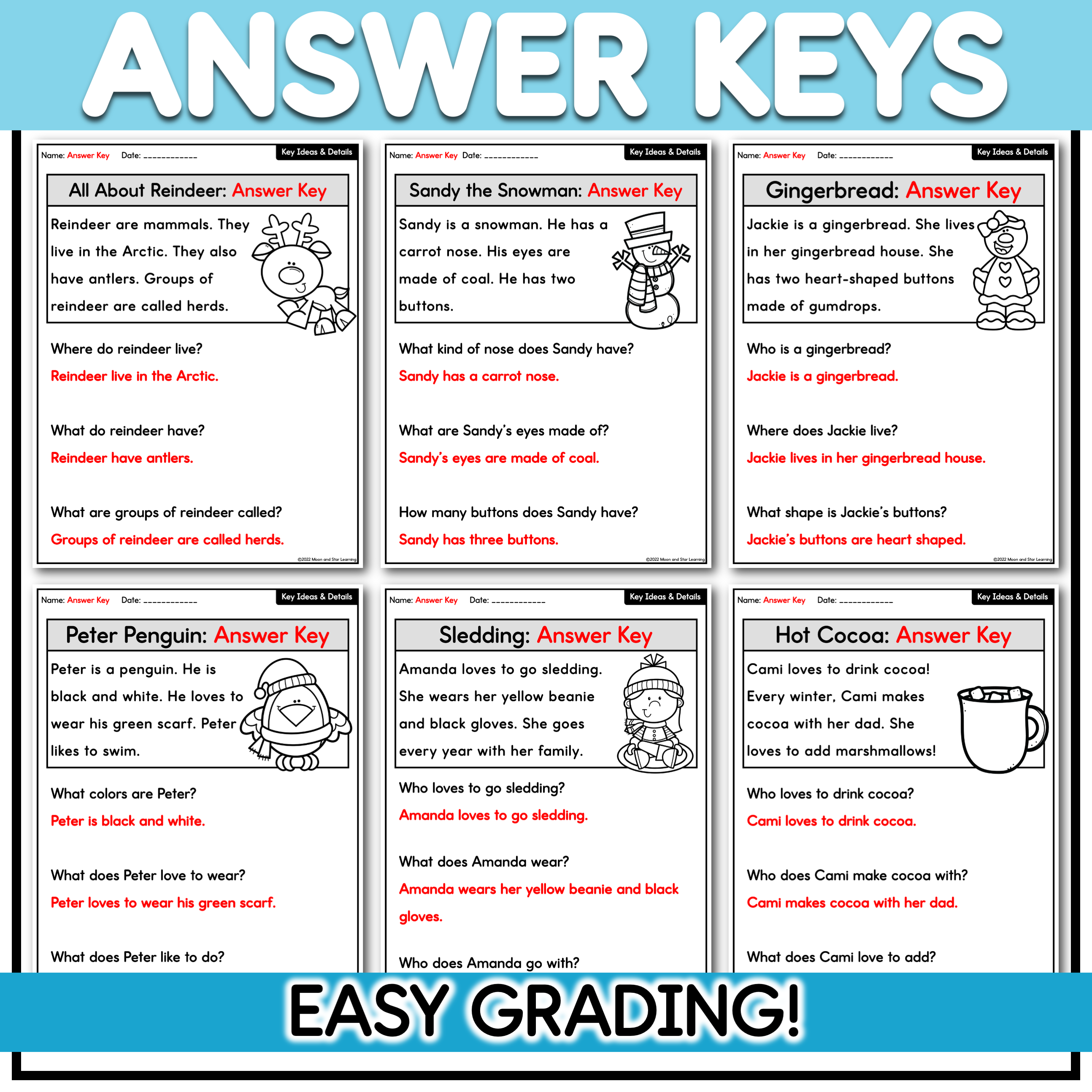 Winter Themed Reading Comprehension Kindergarten And First Grade Classful