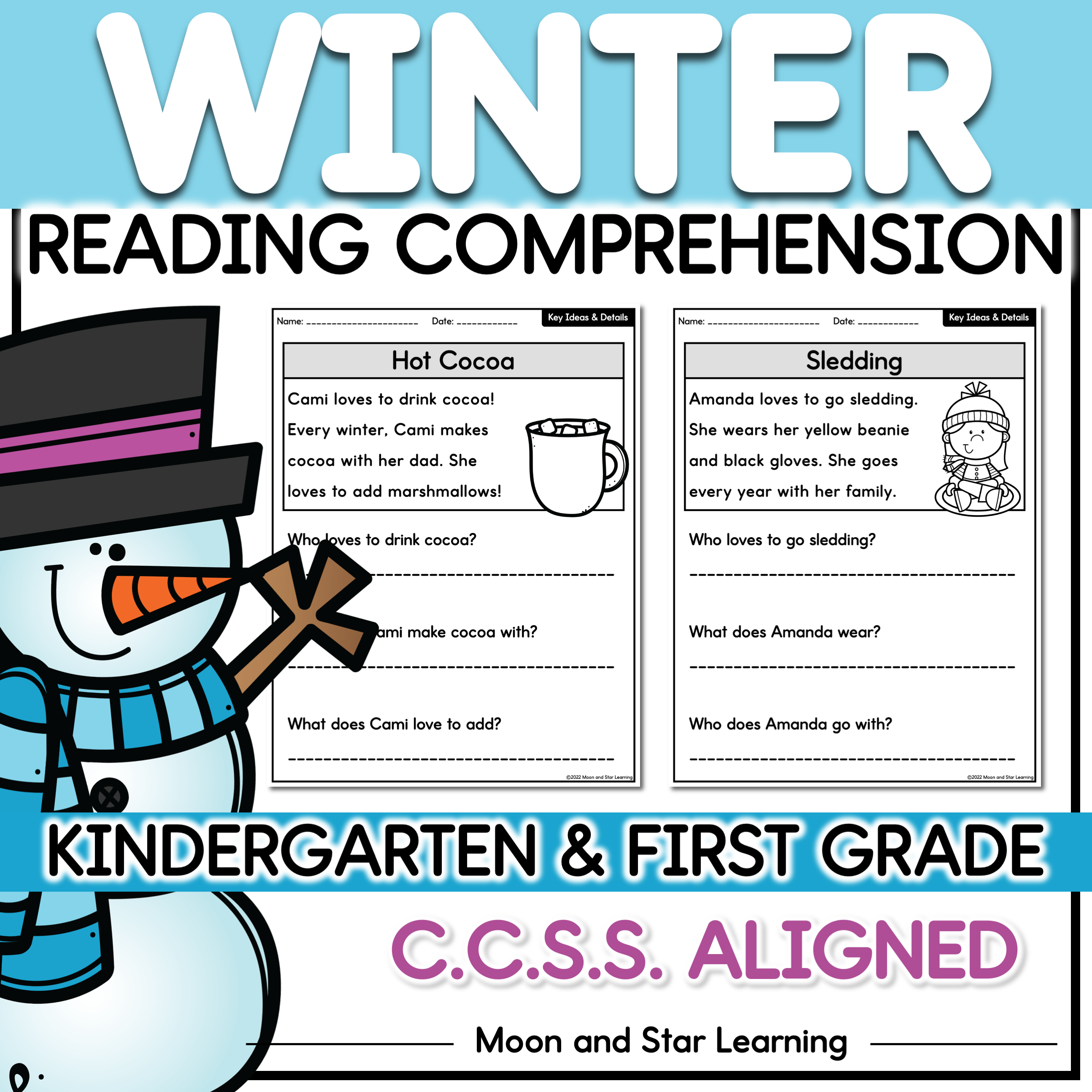 Winter Themed Reading Comprehension | Kindergarten & First Grade