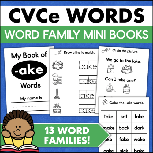 Silent E CVCe Word Families Mini Books - Read Match Color's featured image