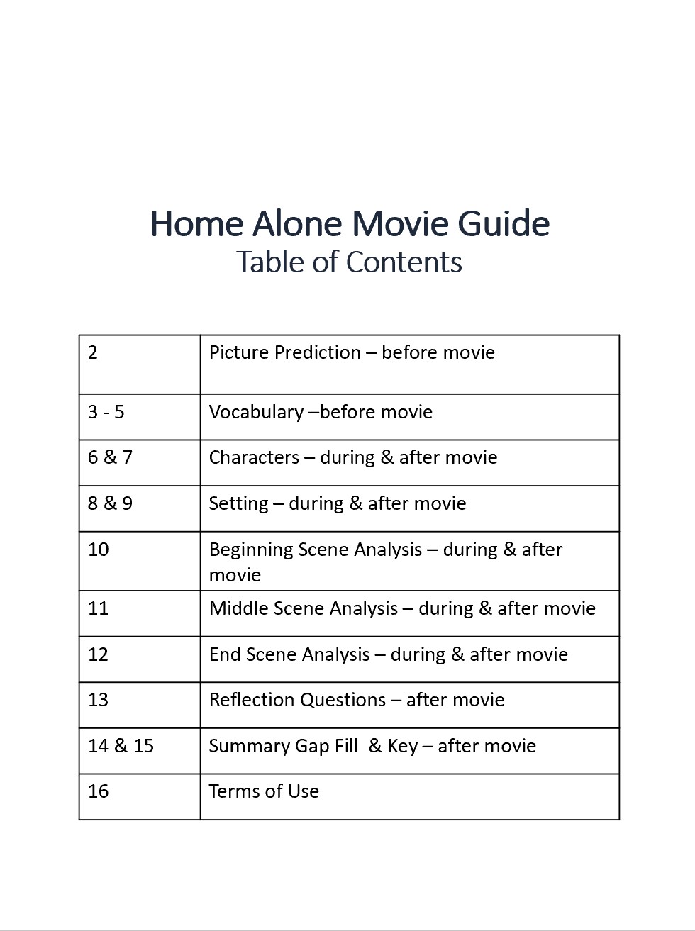 Home Alone Movie Guide Middle High School No Prep Emergency Sub