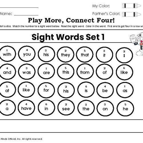 Sight Word Game | Play More, Connect Four! Mat 1's featured image