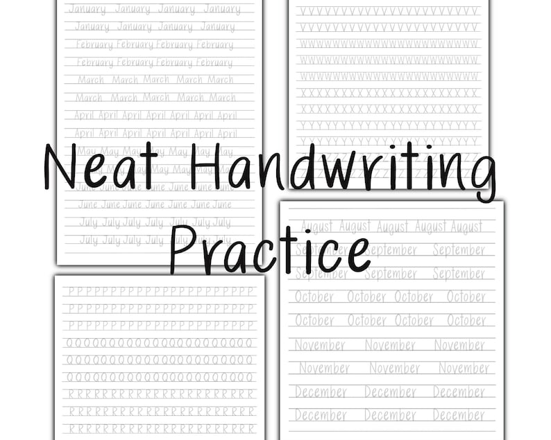Neat Handwriting Practice Sheets Digital Download Adult Handwriting  Practice Handlettering Workbook Instant Download Printable 