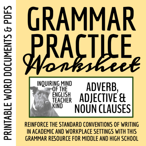 Grammar Practice Worksheet on Subordinate Clauses's featured image