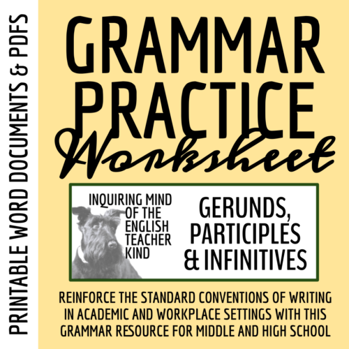 High School Grammar Practice Worksheet on Gerunds, Participles, and Infinitives's featured image