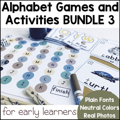 Letter Sound Games and Activities BUNDLE 3 - 30% OFF - Missing Sound Cards, Board Game and Go Fish - Neutral Colors, Plain Font, Real Photo Realistic Clipart's featured image