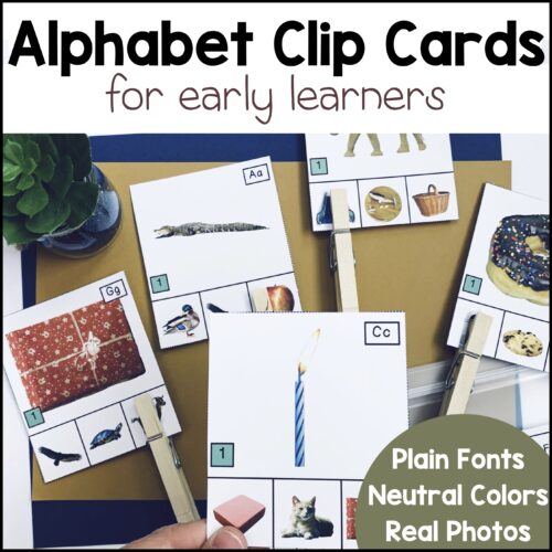 Letter Sound Alphabet Clip Cards - Neutral Colors, Real Photos, Plain Font, Realistic Clipart's featured image