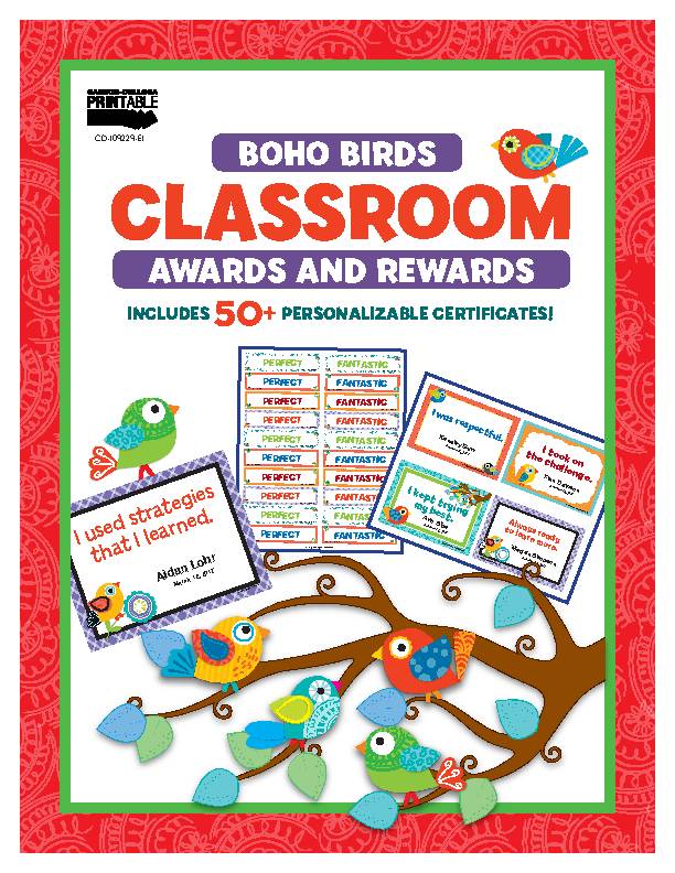 Boho Birds Classroom Awards And Rewards Classful 7155