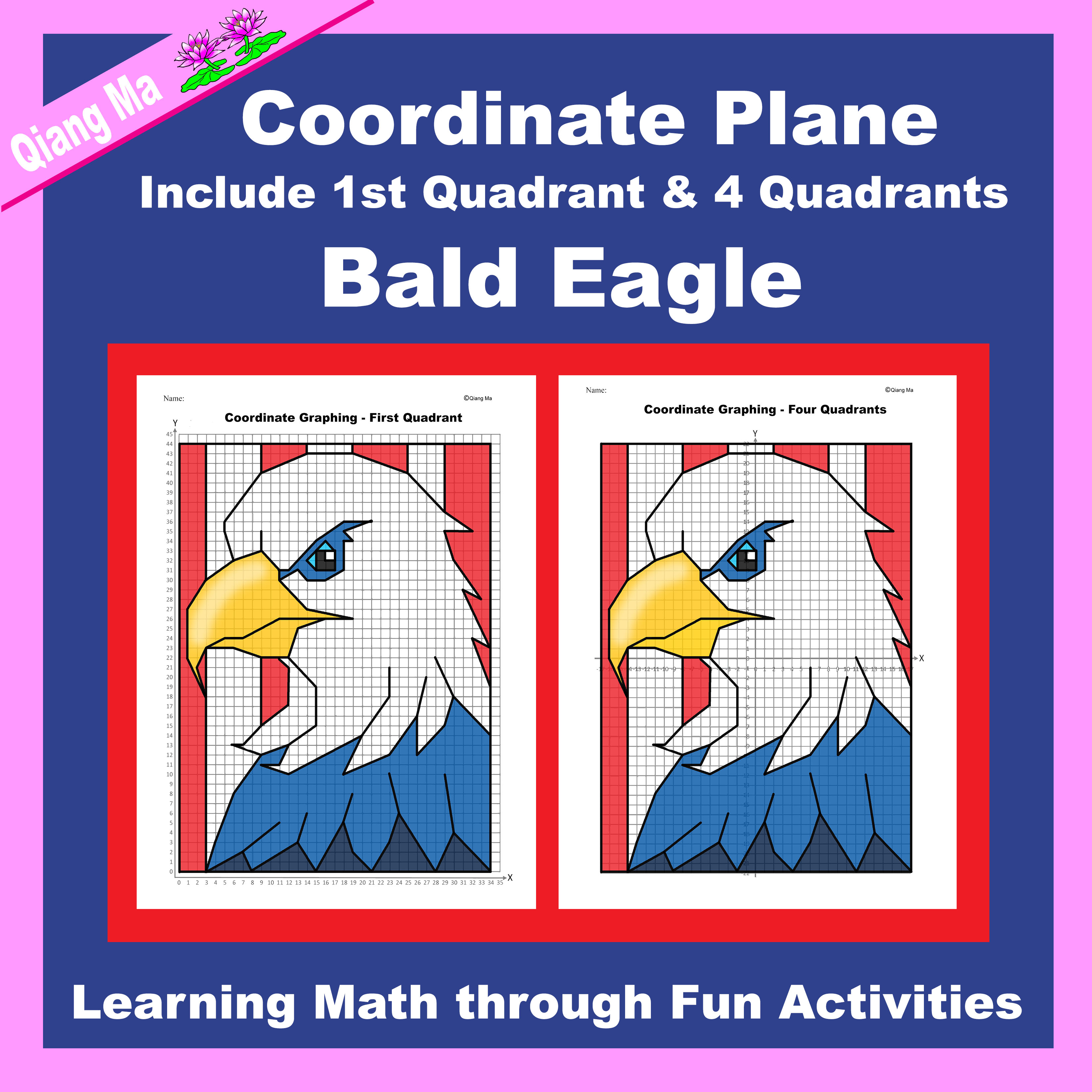 Patriot Coordinate Plane Graphing- Bald Eagle - Classful