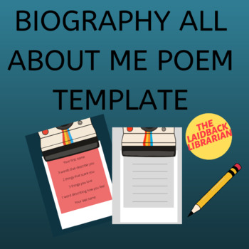 Biography BIO Poem Template All about me printable