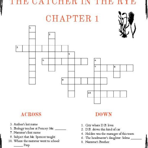 The Catcher in The Rye Crossword Puzzle Ch 1 Classful