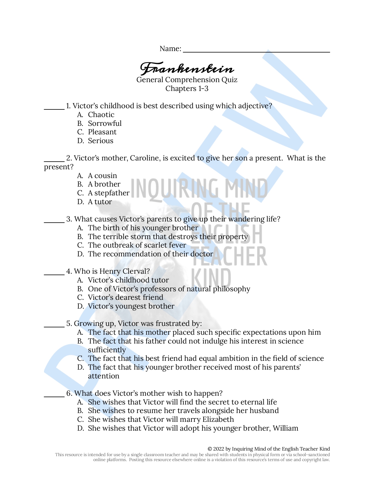 frankenstein-chapters-1-through-3-quiz-and-answer-key-classful