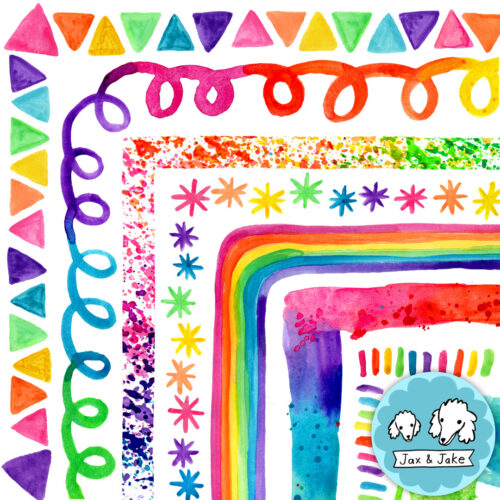 MORE Colorful Rainbow Watercolor Clipart Borders - Clip Art Frames's featured image