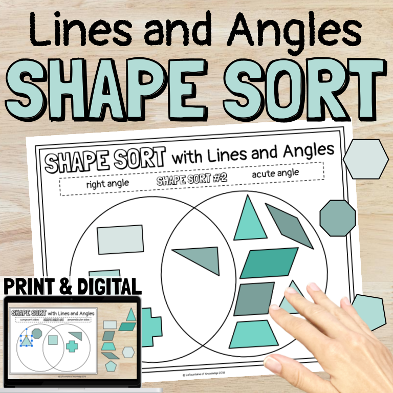 Classifying Shapes with Lines and Angles Venn Diagram Sorting PRINT and DIGITAL