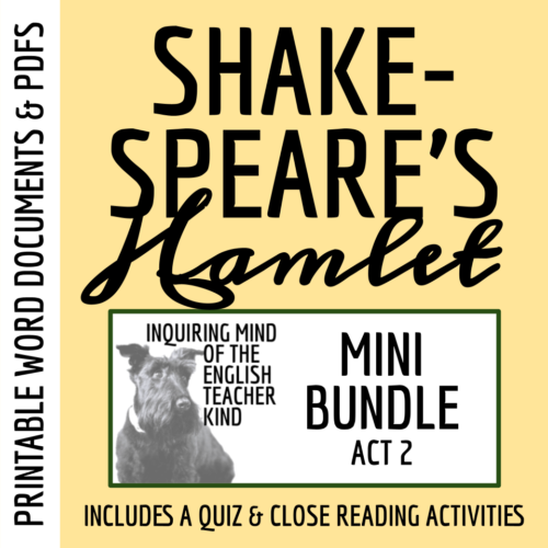 Hamlet Act 2 Quiz and Close Reading Worksheets Bundle's featured image