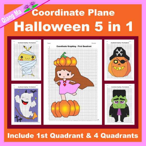 Halloween Coordinate Plane Graphing Picture: Halloween Bundle 5 in 1's featured image