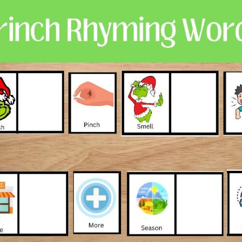 Grinch Day Christmas Rhyming Words Task Box (Pre-K, K, SpEd)'s featured image