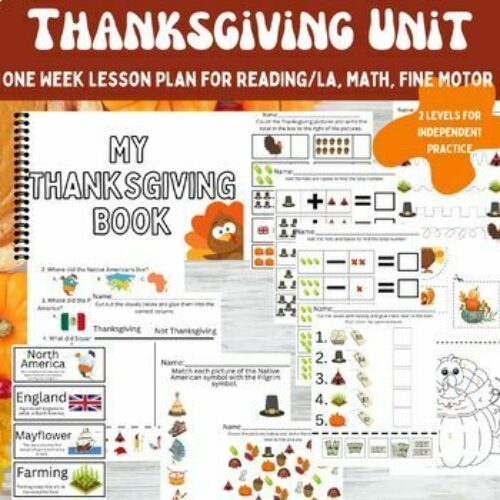 Thanksgiving Special Education Bundle (lesson plan and activities) 2 LEVELS's featured image