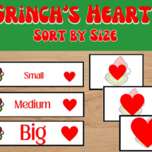 Christmas Grinch Themed Sort by Size Task Card (Pre-K,K,SpEd) Math/Science Act.'s featured image