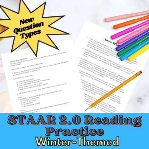 STAAR 2.0 Reading Practice Winter-Themed with new multiple choice types's featured image