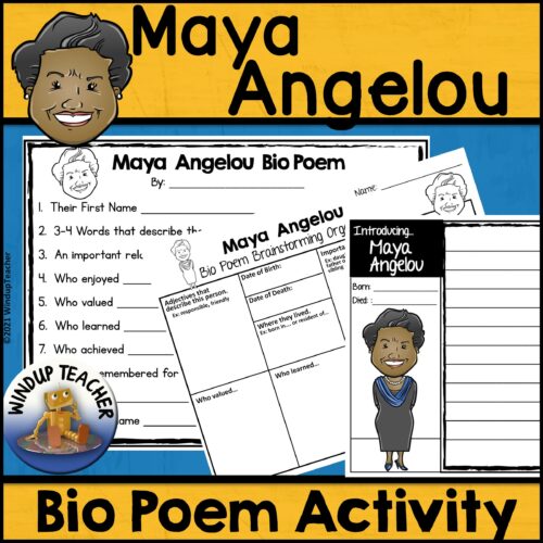 Maya Angelou Biography Poem Activity and Writing Paper's featured image