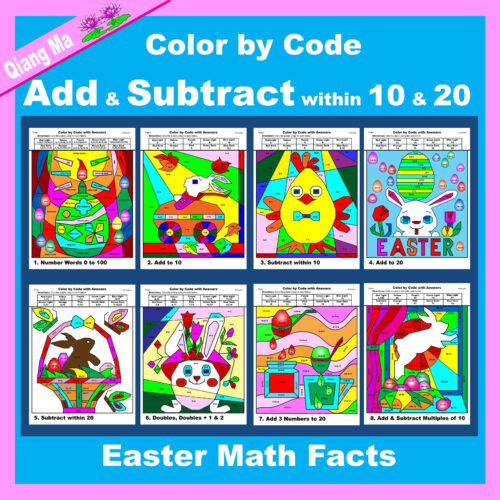Easter Color by Code: Add and Subtract within 10 and 20's featured image