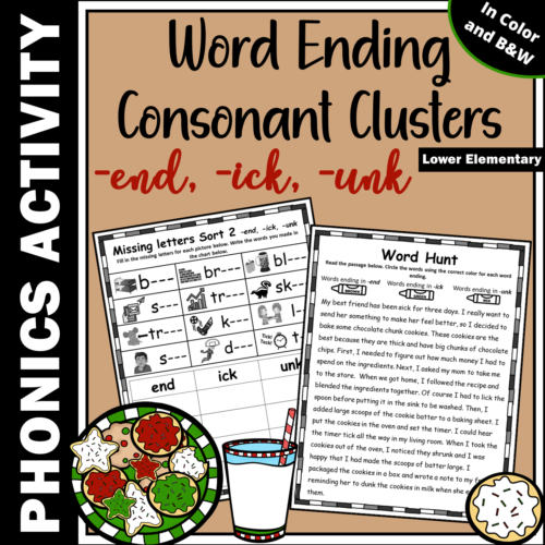Final Consonant Blends - END, ICK, UNK - Holiday Phonics Activities & Worksheets's featured image