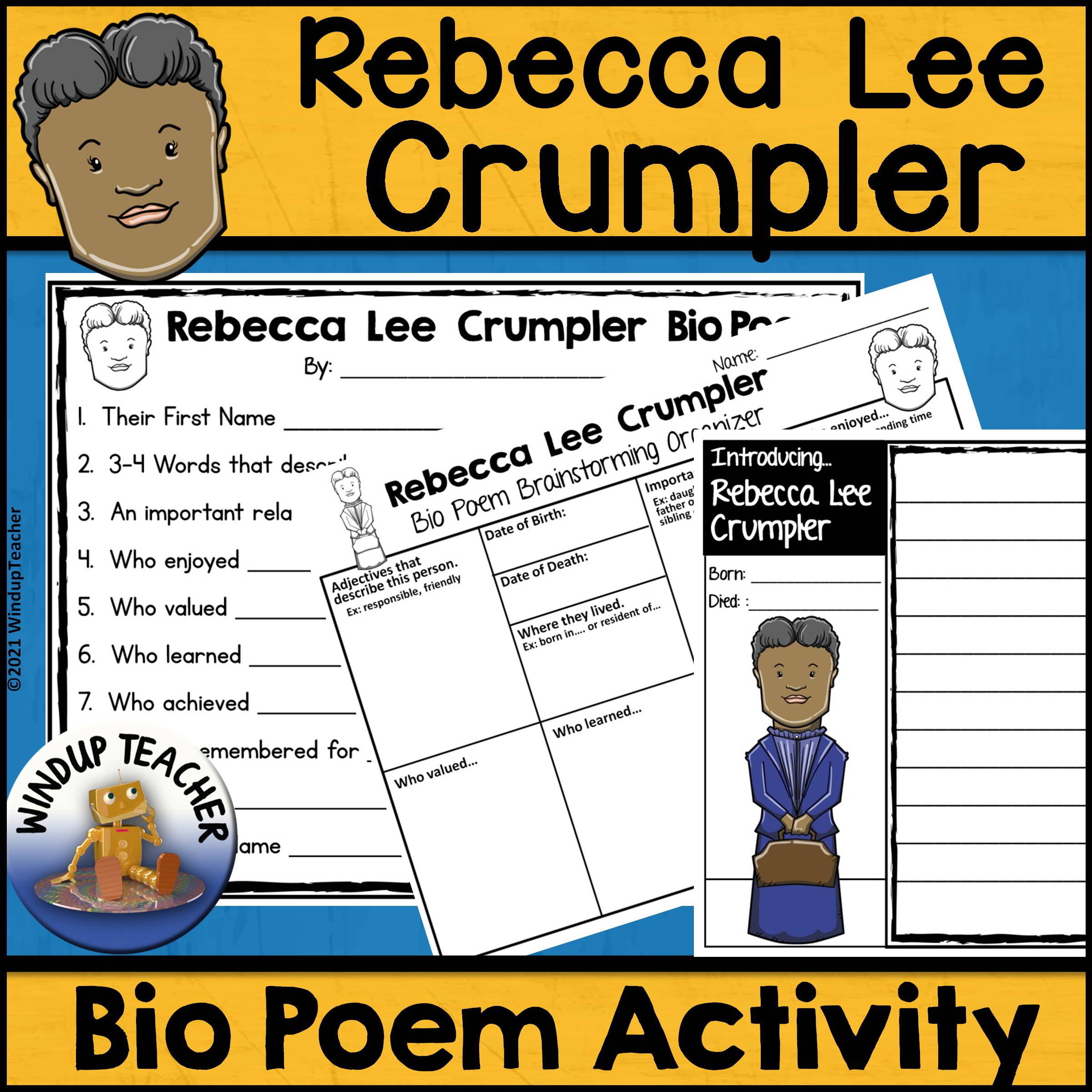 Rebecca Lee Crumpler Biography Poem Activity and Writing Paper - Classful