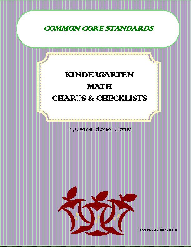 Kindergarten Common Core Math Charts and Checklists Classful