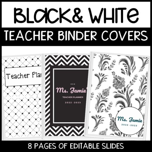 EDITABLE Teacher Binder Covers: Teacher planner - Black and White's featured image