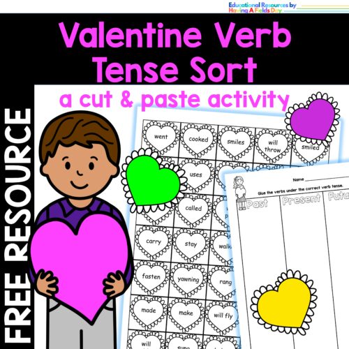 Valentine Verb Tense Sort Cut and Paste Activity's featured image