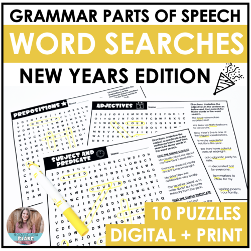 New Years Activity Word Search | Grammar Practice | Digital or Print's featured image