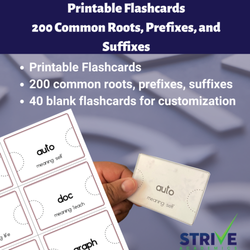 200 Common Roots, Prefixes, Suffixes Printable Flashcards for ISEE/SSAT/SAT/ACT/GRE's featured image