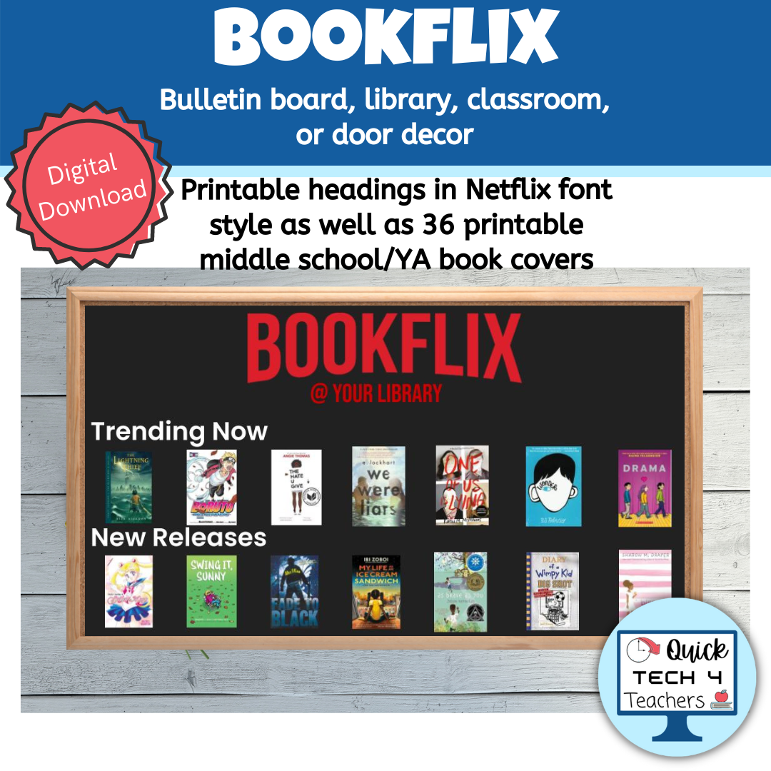 Bookflix Bulletin Board Set | Library Decor | Classroom Decor | Door Decor