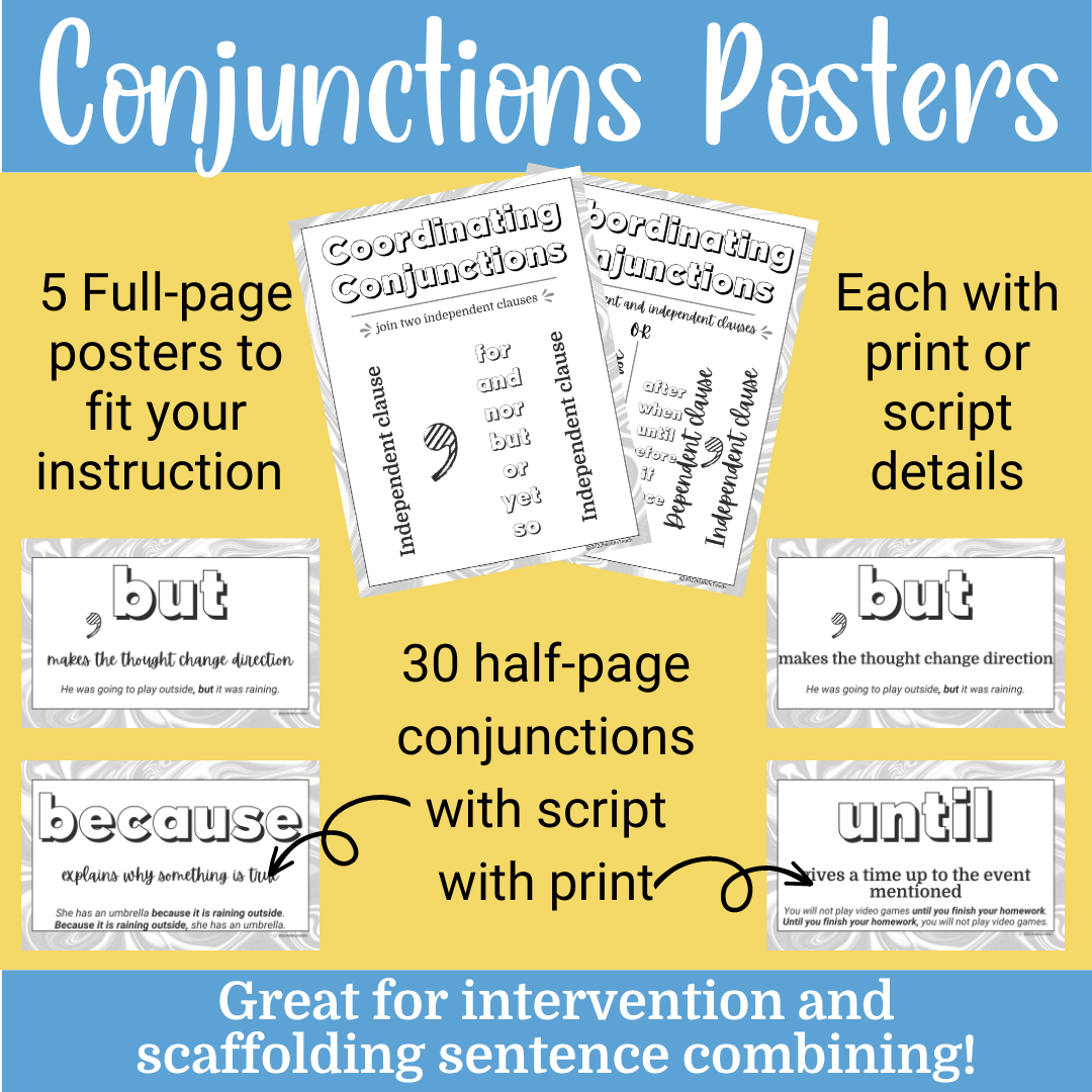 Conjunctions Posters (Coordinating and Subordinating)