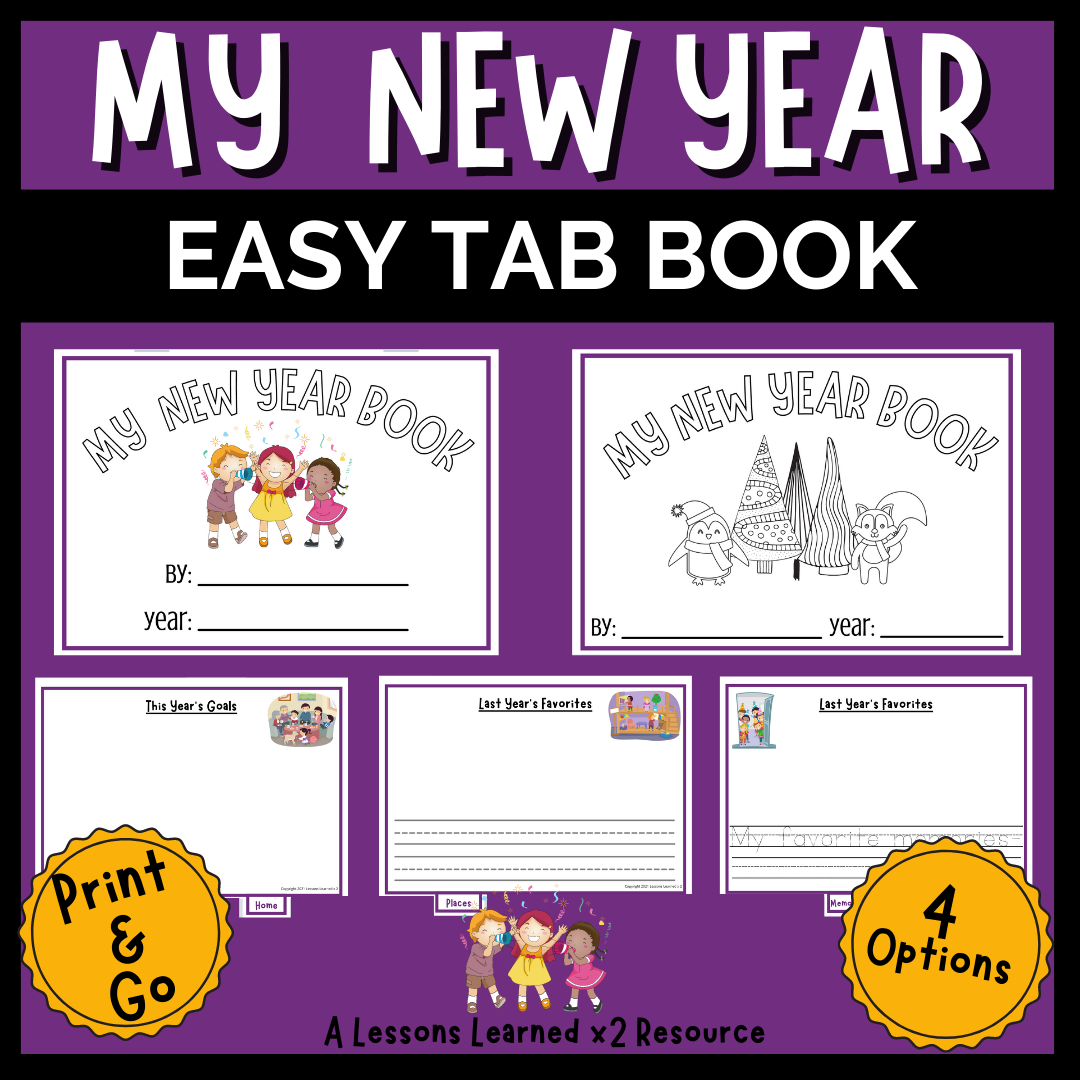 New Years Elementary Goal Setting & Reflection Tab Book Kindergarten - 3rd grade