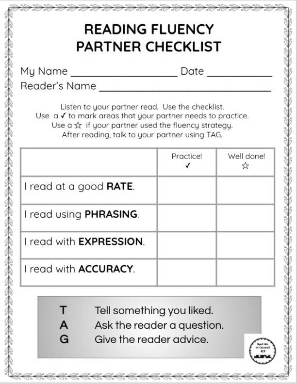 Reading Fluency Partners Checklist - Classful