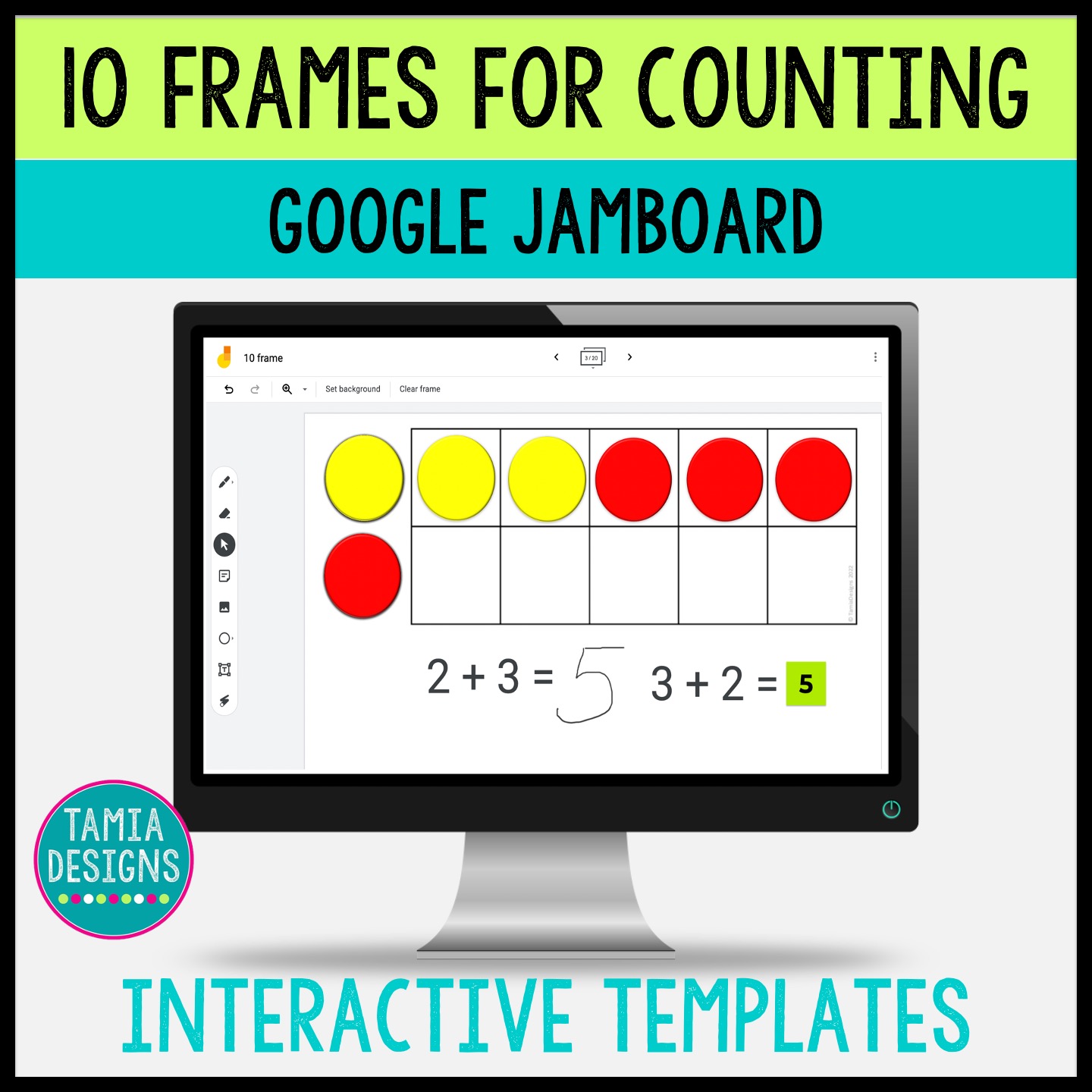 Jamboard - 10 frame for addition and subtraction problems