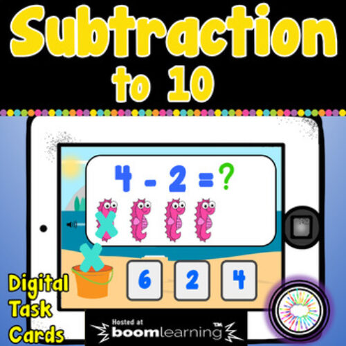 Subtraction to 10 - Cross Out Strategy Boom Cards™'s featured image