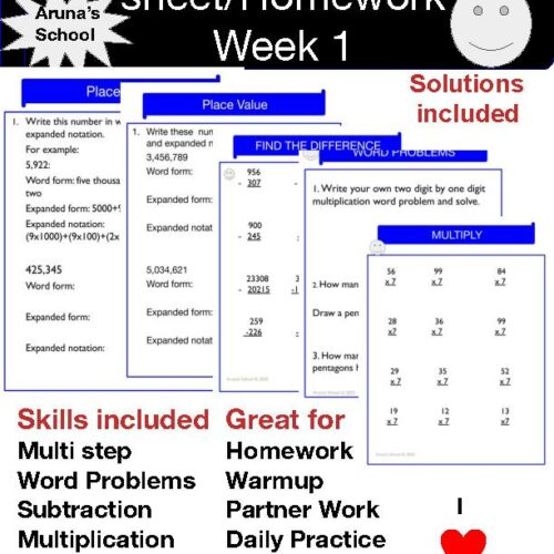4th grade weekly practice sheet_homework_Week1's featured image