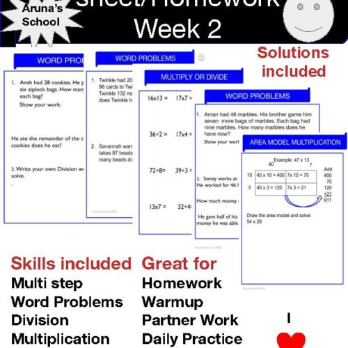 4th grade weekly practice sheet/homework: Week2's featured image