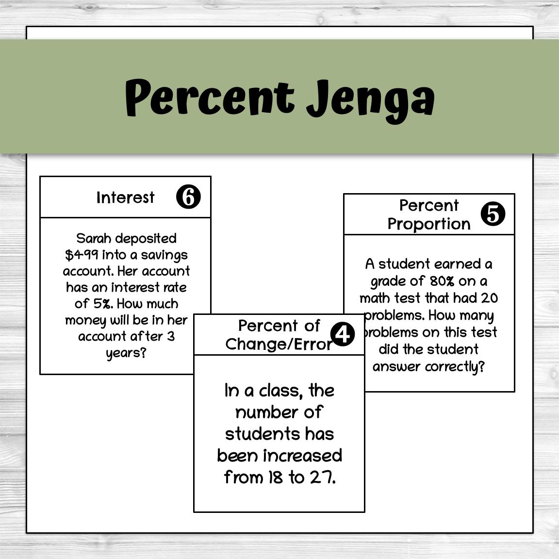 Percents Review Jenga