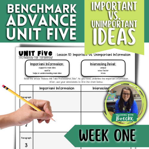 Benchmark Advance - Grade 4 - Unit 5 - Week 1 - Important v. Unimportant Info's featured image