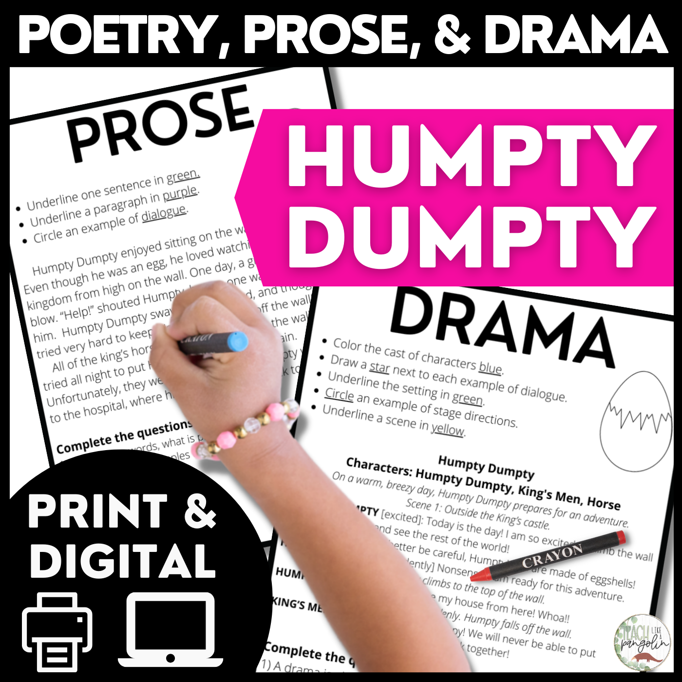 Comparing Poetry Prose and Drama - Humpty Dumpty